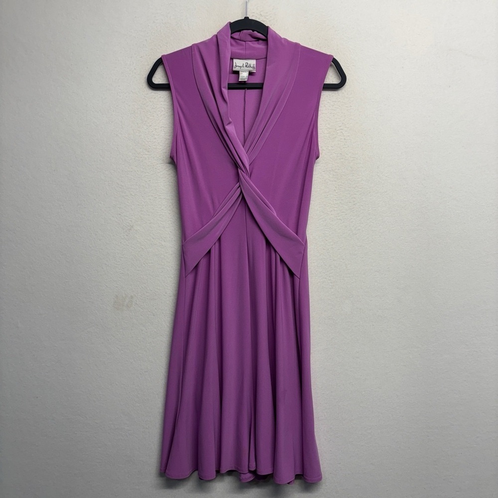 Joseph Ribkoff Midi Dress Knot Front Sleeveless‎ 8 Lavender Purple Stretch